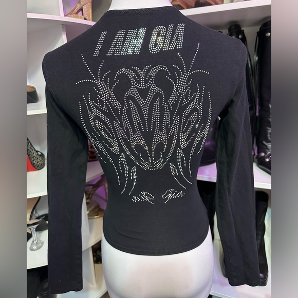 I.am.gia black rhinestones top - Picture 2 of 6